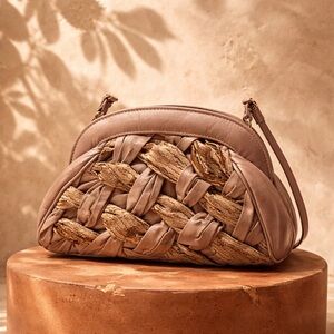 Vintage 80’s Dimitri Womens Shoulder & Clutch Bag Light Brown